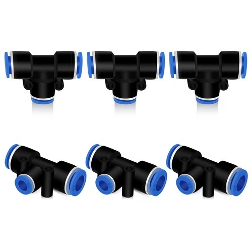 Push to Connect Fittings 3/8 x 1/4 x 3/8 OD Reducing Tee, 6 PCS Air Line Fitt... - Picture 1 of 8