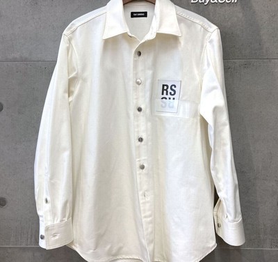 Raf Simons Logo-Patch Carryover Denimhemd Weiß 172241E071305 148409687