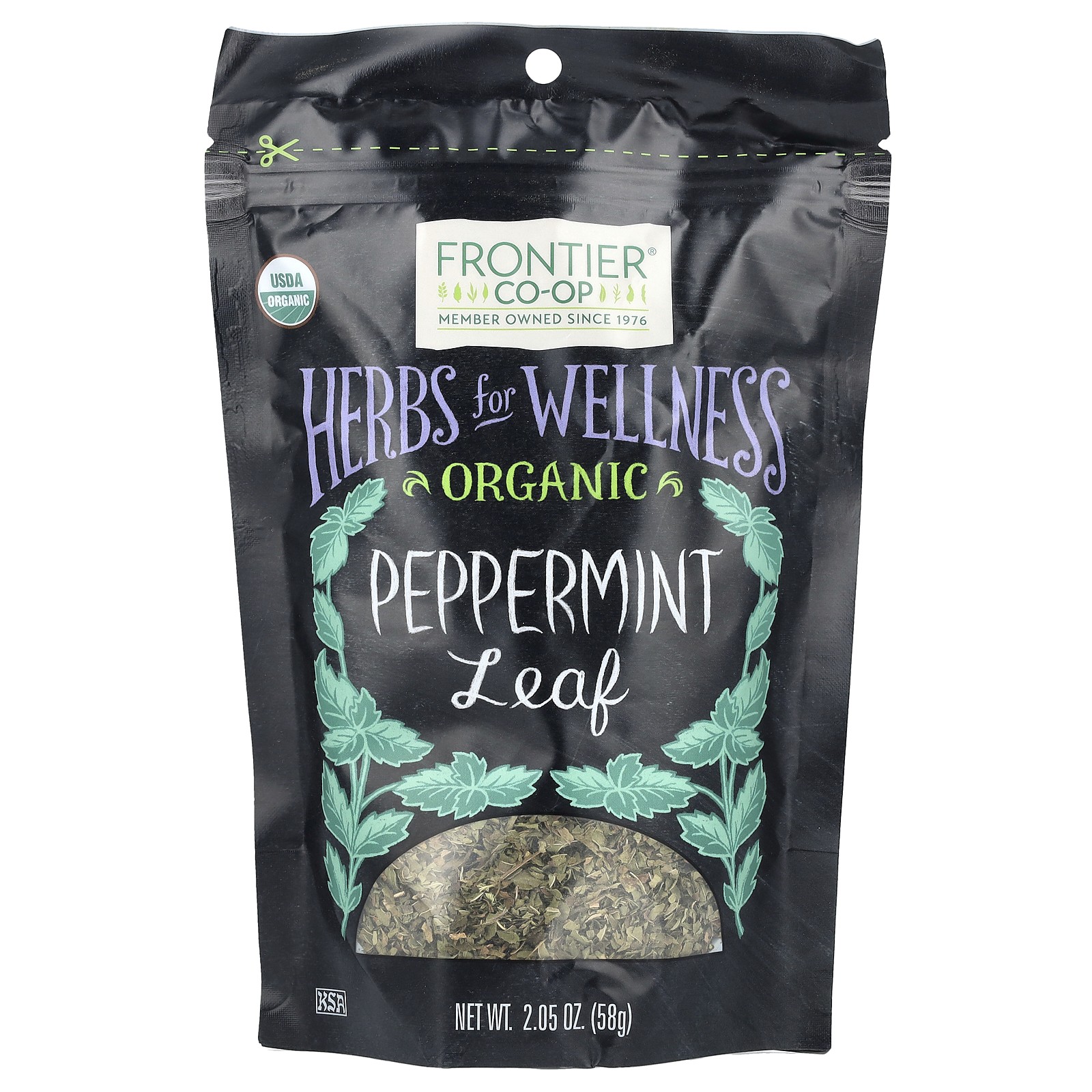 Органический лист перечной мяты, 2,05 унции (58 г)