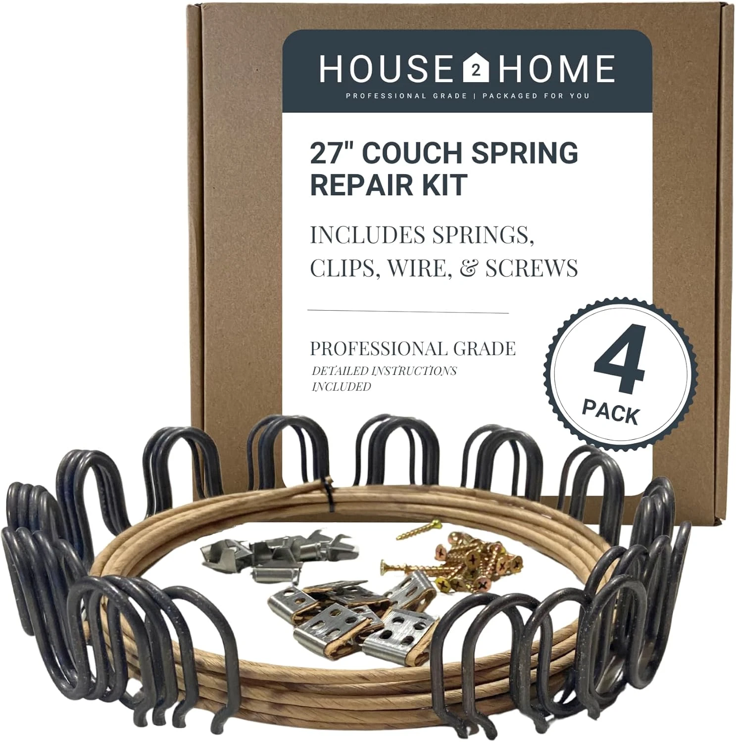 House2Home 27" 4 Pack Couch Spring Repair Kit – Recliner Chair & Couch Cushion S