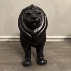 Haeger Lion Art Pottery Black  Royal Nature Deco Figurine Statue Vintage