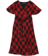 Ralph Lauren Womens Belted Midi Dress, Red, 12