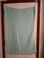 Vintage Crochet Mint Green Throw Baby Blanket 44x27 Handmade