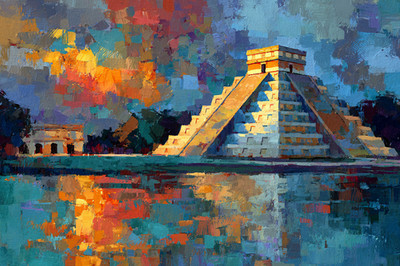 Chichen Itza Mexico 36x24 Giclée Art Print Ltd 1/25 Signed COA Rombley H2