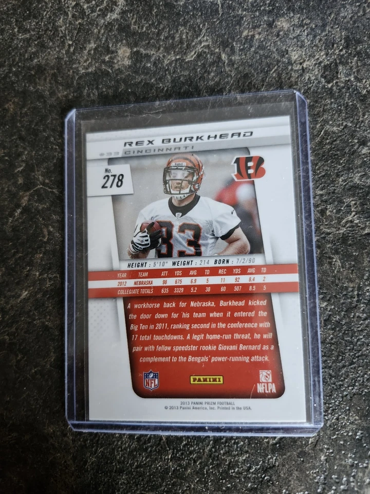 2013 Panini Prizm Rookie Rex Burkhead Card# 278 - Image 2 of 2