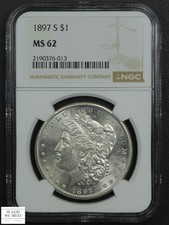 1897 S Morgan Silver Dollar $1 NGC MS 62