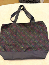 Borsa tote ROSA nera multicolore con stampa logo, doppio manico per donna