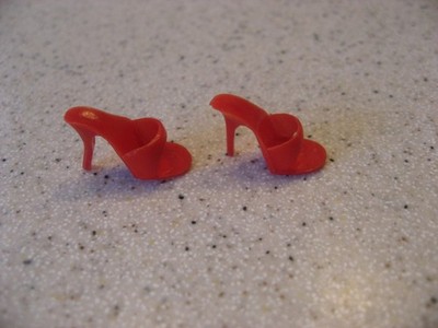 Vintage Mattel Barbie Pair of Red Open Toed Mule Shoes - Japan