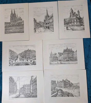 Danuta Prus   Köln Serie   7 signierte, limitierte Grafiken-Architektur 299/1950