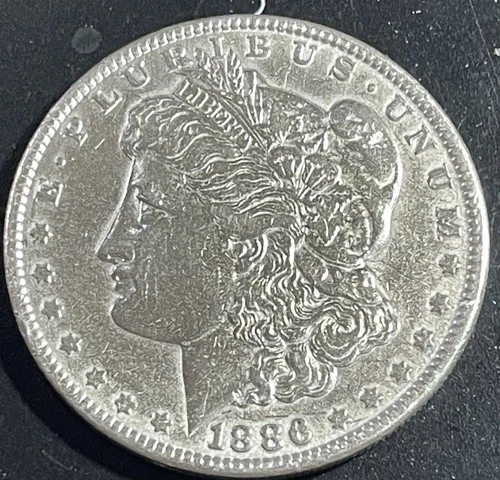 1886 $1 Morgan Silver Dollar ￼ 90% Silver. Nice Coin.  AU. #1857
