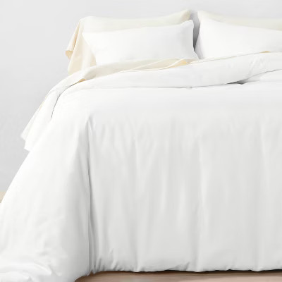 3pc Full/Queen Lyocell Cotton Blend Duvet & Sham Set White - Casaluna