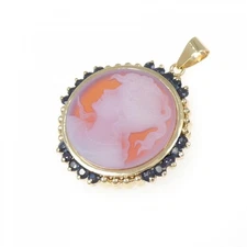 Authentic 585YG Agete Cameo Pendant  #260-007-387-2368