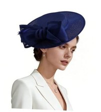 Kgromfy Fascinator Hat for Women Tea Party Hat Flat Top Church Hat Royal Blue