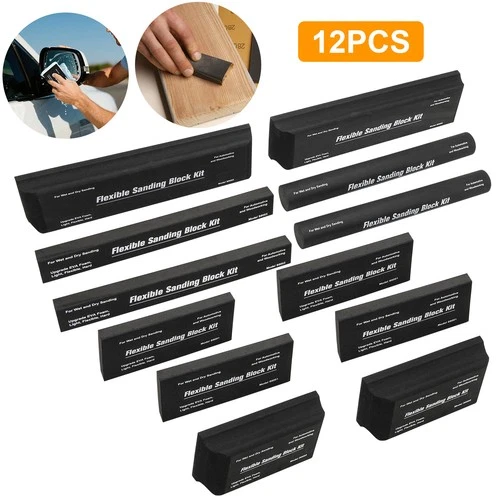 12x Sanding Block Kit Flexible EVA Wet Dry Sanding Blocks for Auto Body Woodwork