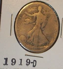 1919 D KEY VERY LOW MINTAGE LIBERTY WALKING  90% SILVER HALF DOLLAR LOT COIN
