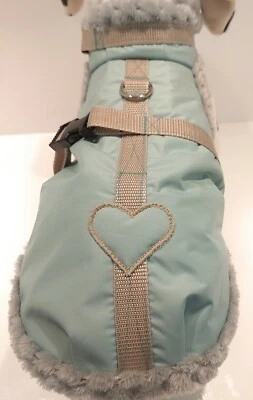 MASI DOGSDESIGN Wintermantel Plüsch XS S M Hundemantel wasserabweisend Herz Hund Glitzer