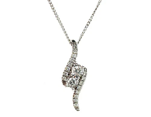 Kay Jewelers Ever Us Forever Us 2 Stone Diamond Pendant .25ct 14K White Gold