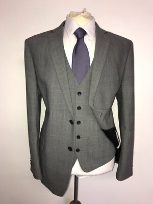 DANIEL HECHTER Mens Piece GREY WOOL SUIT 44 Reg W38 WORN  ONCE UK