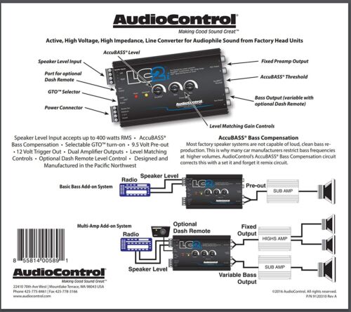 AUDIOCONTROL LC2I 2 CHANNEL LINE-OUTPUT HI-LOW CONVERTER SUBWOOFER CAR CONTROL - Picture 9 of 9