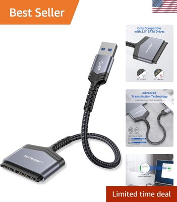 Compact USB 3.0 to SATA Adapter - 2.5  External Drive Converter in Grey