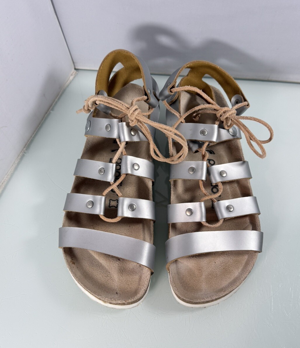 Papillio Women's Birkenstock Birkis Cleo Silver Gladiator