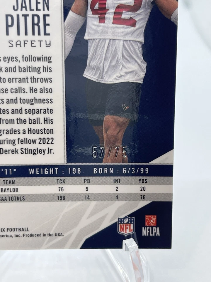 2022 Panini Phoenix - Rookies Orange Lazer #193 Jalen Pitre /75 (RC) - Image 3 of 3