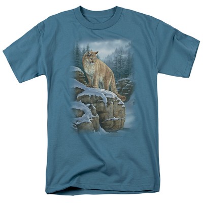 Wild Wings Misty Canyon Cougar T Shirt Mens Licensed Wildlife Tee Slate