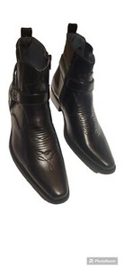 Alberto Fellini  Harness Black Ankle Western Cowboy Biker Boots Men's 10.5 NWOB