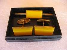 Beautiful Vintage UnisexSet Cufflinks and aTie Clip with Natural Baltic Ambers m