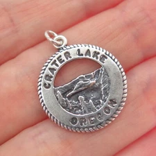 WHEELER MFG CO. 925 Sterling Silver Vintage Crater Lake Oregon Charm Pendant
