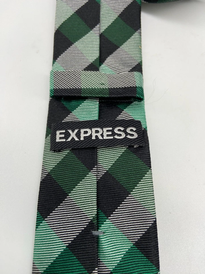 Lote de 3 corbatas para hombre American Eagle Express Banana Republic logotipo liso a cuadros Foto 2 de 4