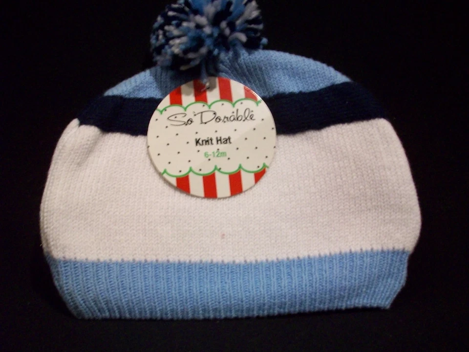 Bebé Muñeco de Nieve Tejido Gorra Azul 6-12 Mos Pom Sombrero Invierno Navidad Gorro Foto 2 de 4