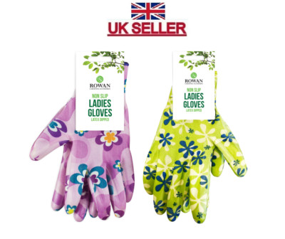 Rutschfeste Damen Handschuhe verschiedene Muster Design Gartenarbeit Boden Pflanzen Latex UK