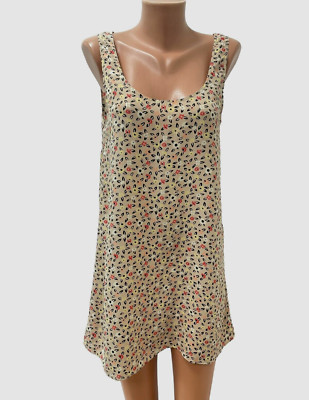 AMERICAN VINTAGE Gr.M 100% SEIDE Kleid Ärmellos Bunt Blumen