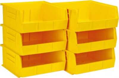 6 Pack Quantum Storage QUS235 Yellow Ultra Stack & Hang Bins: 10-7/8'' x 11'' x 5''