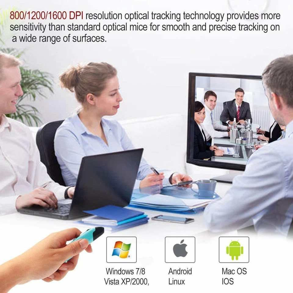 2.4GHz Optical Pen Mouse USB Wireless Pocket Mice Pen 4 Key for Tablet PC Laptop - Image 4 of 4