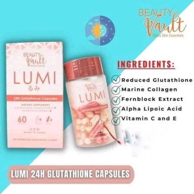 Beauty Vault LUMI 24H Glutathione Capsules, 60 Capsules | eBay