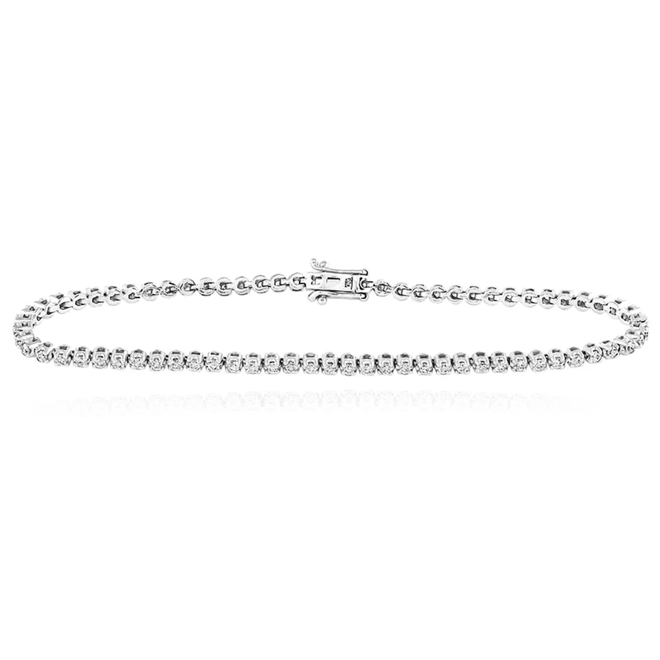 Brazalete Tenis 2mm Oro 10K Diamante Natural 1.22CTW Amarillo Blanco Rosa 7.5" Foto 2 de 4