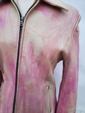 Dolce Gabbana Leather Biker Jacket Pink Beige Ivory Tan Black 8 10 12 Med L Dyed