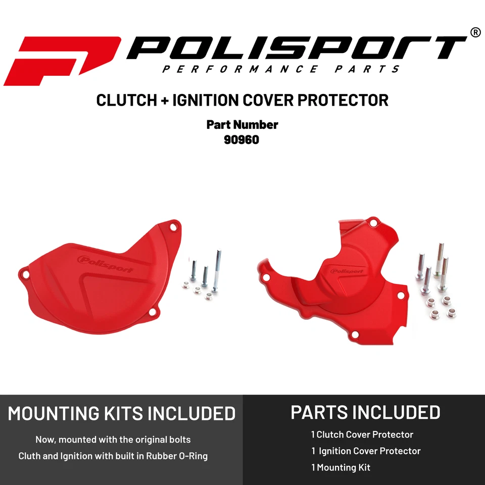 Polisport Clutch and Ignition Cover Protector Kit (Red) Honda CRF450R 2010-2016 - Image 2 of 4