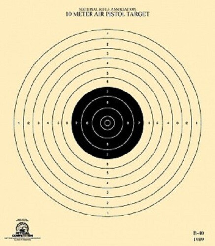 B-40 10 Meter Air Pistol Target, (black) 7" x 8", on Tagboard (50)