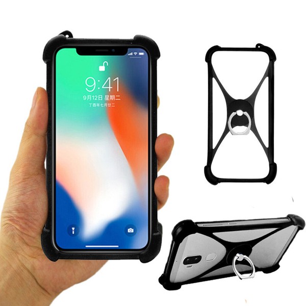 Funda protectora de silicona suave para teléfono con soporte de anillo para teléfono inteligente