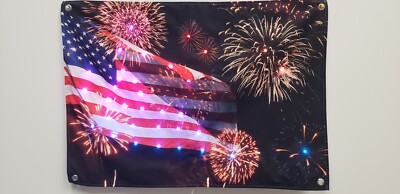 Smart RGBIC BLE LED American Flag and Fireworks Canvas Light