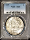 1887 $1 Morgan Silver Dollar MS 64 PCGS # 47691630 + Bonus