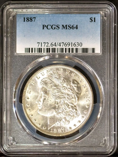 1887 $1 Morgan Silver Dollar MS 64 PCGS # 47691630 + Bonus
