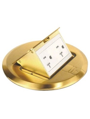 SOUTHWIRE Brass Pop-Up Floor Box Kit 20A Weather-Tamper-Resistant Duplex Outlet