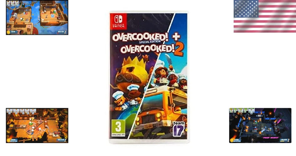 ¡Sobrecocido! + ¡Sobrecocido! 2 para Nintendo Switch - Ultimate Co-Op Cooking Game Foto 2 de 4