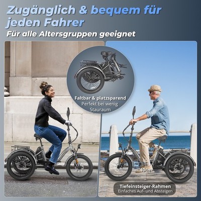 21Ah FAFREES F20 MATE 3Rad Elektrofahrrad 20 Zoll Elektro Dreirad eBike mit Korb