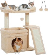 Cat Tree Beige Cat Tower for Indoor Cats aesthetic cat furniture with soft perch