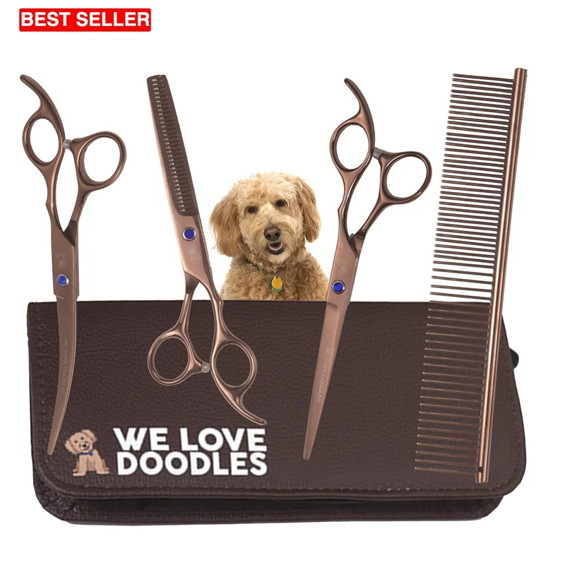 Complete Dog Grooming Shears Set Straight Curved Thinning